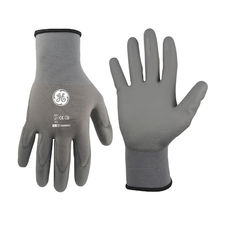 Ge Coated Gloves, Polyurethane, Gray, L 1 PR GG205XLC